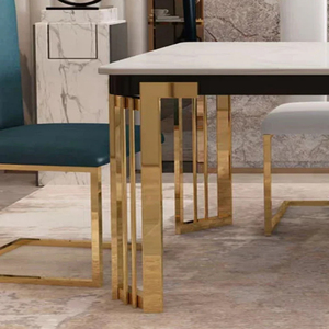 Modern Rectanglur Dining Tables With <b>Marble</b> <b>Top</b> Luxury Dining Table 6 Seater Metal Dining Table With White <b>Marble</b> <b>Top</b> - Product Image 4
