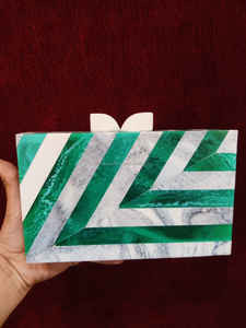 Best Quality Marble-Look Resin Clutch From India <b>Handbag</b>/Shoulder Bag <b>for</b> <b>Wedding</b> Parties Metal Material - Product Image 3