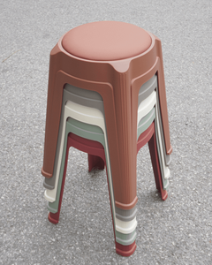 The Grey Colored Rounded Padded <b>Plastic</b> <b>Stool</b> - The Comfortable, Compact, and Sleek Garden Chair - Product Image 4