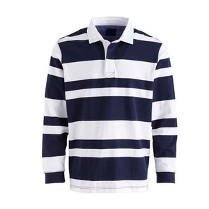 Custom Logo <b>Men</b> Letter Pattern 100% Cotton Breathable Plus Size Oversized Digital Printing <b>Long</b> <b>Sleeve</b> Rugby Shirts <b>Striped</b> - Product Image 5
