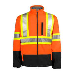 Veste de sécurité haute visibilité pour hommes, orange, avec bande réfléchissante, en polyester, vêtements de travail, uniforme de chantier - Product Image 2