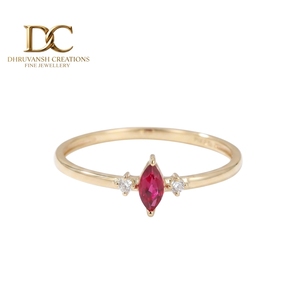Nouvelle bague artisanale en or jaune massif 14 carats avec diamant de laboratoire et rubis sang de pigeon certifiés IGI, bijoux de luxe pour femmes - Product Image 1