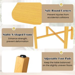 Handmade Natural Wood Tone Round Corner <b>Dining</b> <b>Table</b> Foldable and <b>Space</b>-<b>Saving</b> for 2-4 Seats for Farmhouse Workshop Banquets - Product Image 4