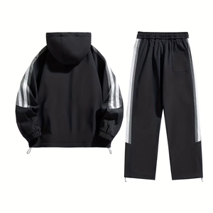 Veste d'hiver à manches longues pour homme et femme, 100% coton polaire, séchage rapide, col polo rayé rétro, 300g, coupe ample, décontractée, pour couple - Product Image 2