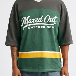 Camiseta de Fútbol Americano Oversize para Hombre, Mezcla de Algodón, Estilo Urbano con Bloques de Color, Estampado Gráfico, Personalizada, OEM, Marca Privada, Venta al por Mayor, Hecho en EE. UU. - Product Image 2