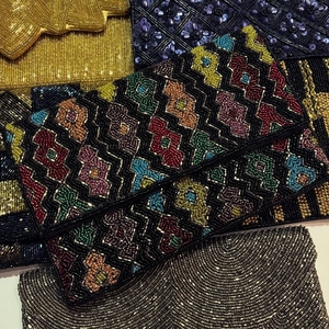 Fashion Beaded Envelope Clutch Geometric Floral Pattern Party Evening Purse Chain Strap Wedding Shoulder Handbag <b>Accessory</b> - Product Image 2