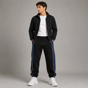 Men's Jogger Sweatpants Side Stripe Casual Winter Wear Sweat <b>Pants</b> Men Drawstring Waist Jogger Fleece Trouser Pajama - Product Image 1
