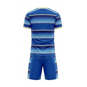 Ensemble de tenue de football rayée bleue à motif horizontal dégradé pour homme, uniforme de football, vêtements d'entraînement respirants, vêtements de sport - Product Image 2