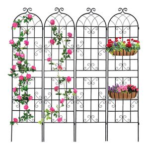 Set di 4 tralicci da giardino in metallo antiruggine da 220 cm x 50 cm per piante rampicanti, supporto per fiori da esterno - Product Image 1