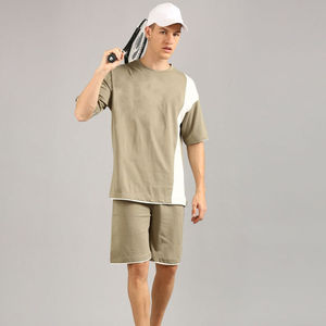Men's Short Sleeved Shorts Solid Color Cotton Casual Wear Two-Piece <b>Set</b> T Shirts and Shorts <b>Set</b> Men's T-Shirts - Product Image 4