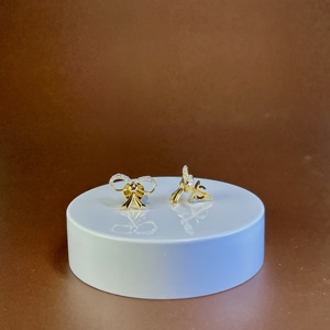 Boucles d'oreilles en or rose 14 carats en forme de nœud mignon avec diamants naturels, pour femmes, à porter au quotidien et comme cadeau de mariage, bijoux certifiés GGL - Product Image 3