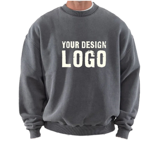 Sweat-shirts à col rond pour hommes en gros, personnalisables avec logo, de haute qualité, coupe oversize, 100 % coton, unisexe, en molleton épais - Product Image 2