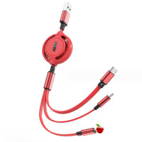 Câble de données 1m à charge rapide, avec connecteurs Lightning/Micro USB/Type-C, pour appareils mobiles, modèle Year Horse Gift Weaving 2-tow 3-head