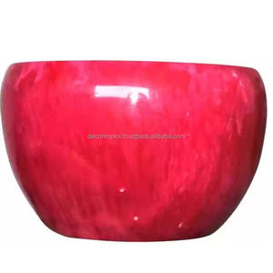 Cuencos tradicionales pintados a mano con textura de mármol rosa, plato de ensalada de fruta profunda de resina ecológica hecha a mano, patrón de remolino suave - Product Image 4