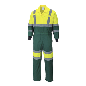 Combinaison de sécurité professionnelle 100% coton bleu marine avec logo personnalisé - Product Image 2