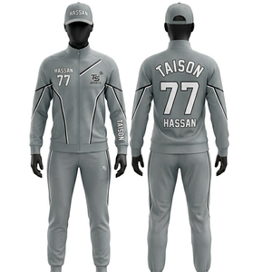 Mens <b>Badminton</b> Track Suit 280 GSM Premium Polyester Interlock Breathable Grey Panel Design Custom Sublimation Print Logo Set - Product Image 4