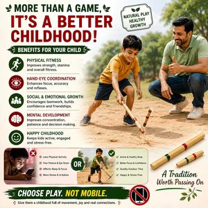 Jeu de Gili Danda en bois plus doux pour enfants et adultes |   Sport de plein air traditionnel indien en bois naturel fait main |   Desi Village Str - Product Image 5
