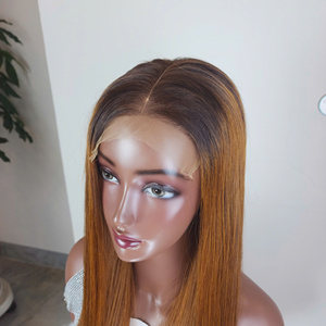 Hot Supplier 100% Vietnamese Human Hair Front Lace <b>Wig</b> Straight Ombre <b>Brown</b> Color 8-30 Inch Natural Hairline - Product Image 3