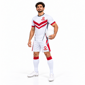 Ensemble d'uniformes de football personnalisés pour hommes adultes, maillot et short, 100% polyester, imperméable, séchage rapide, respirant, vêtements de sport - Product Image 2