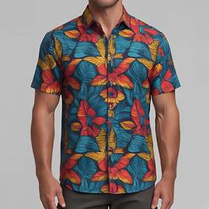 Camisa Hawaiana para hombre cómoda y elegante personalizada 2025, camisa informal de manga corta con estampado de hojas tropicales, ropa de playa, Camisa estampada para hombre - Product Image 2