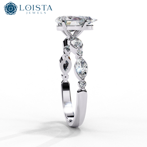 Bague de mariage unique en diamant de laboratoire pour femme, forme poire, style jupe, diamant taïwanais - Product Image 3