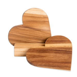 Sous-verres en bois artisanaux en forme de cœur, accessoires décoratifs pour table, sous-verres en bois, prix de gros - Product Image 1
