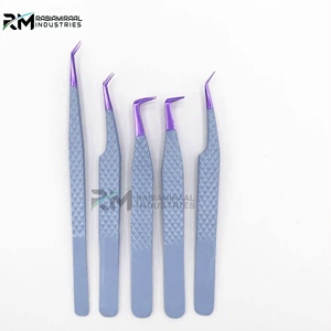 Pince à épiler pour extensions de cils RMI de haute qualité en argent avec embout violet et poignée diamantée, logo personnalisé - Product Image 6