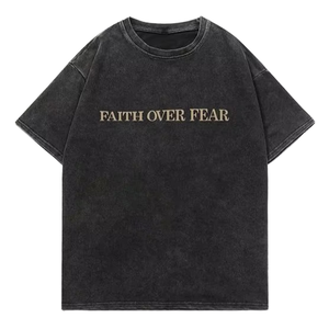 เสื้อยืดลำลองพิมพ์ลายตัวอักษรวินเทจสะพายไหล่ทรงหลวมโอเวอร์ไซส์ลายกราฟิกเสื้อยืดย้อมสีเรียบ - Product Image 1