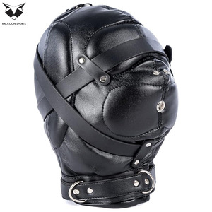 Capucha de cuero acolchada personalizada para bondage, arnés de cabeza ajustable, máscara facial completa para clubwear, capucha de cuero resistente para fiestas y disfraces. - Product Image 5