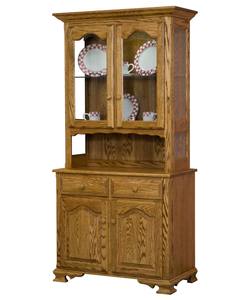Traditional Wood <b>Sideboard</b> Cabinet with Glass Doors and <b>Storage</b> Drawers for Kitchen and Dining Room Furniture - Product Image 1
