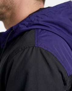 New Style <b>Mens</b> Retro Color Block Hooded Windbreaker <b>Jacket</b> Lightweight Half Zip <b>Pullover</b> Street Fashion Outdoor Layer - Product Image 3