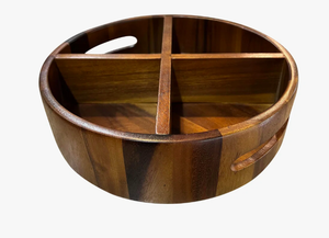 Bandeja Giratoria Redonda de Madera de Acacia, Organizador Giratorio de Almacenamiento, Bandeja Dividida en Múltiples Secciones, Lazy Susan de Acacia - Product Image 2