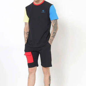 Conjunto de camiseta y pantalones cortos para hombre con logotipo personalizado, mezcla de algodón, conjunto de camiseta y pantalones cortos para hombre, la mejor oferta en línea - Product Image 1