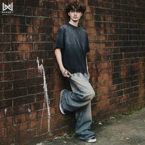 Camiseta Oversize de Algodón Pesado con Efecto Desgastado y Teñido, Estilo Urbano Vintage, Venta al por Mayor, OEM - Product Image 4