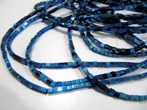 Cuentas de Hematita Azul Real en Forma de Cubo con Efecto Arcoíris, 2mm, Hilo de 16 Pulgadas para Fabricación de Joyas - Kit de Pulseras de Piedras Preciosas, Servicio de Muestras - Product Image 6