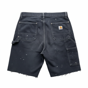 High Street Retro Black Washed Denim Shorts Men's Multi-pocket Distressed Carpenter Shorts <b>for</b> men and women - Product Image 2