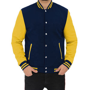 Chaqueta Varsity Estilo Béisbol Azul Marino y Amarillo para Hombre, Personalizada, de Alta Calidad, Venta Caliente de Invierno 2026, con Logotipo Personalizado - Product Image 4