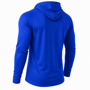 เสื้อฮู้ดดี้ลำลองแขนยาวสีน้ำเงินรอยัลสำหรับผู้ชาย พิมพ์ลายด้วยความร้อน แบรนด์สั่งทำได้ แห้งเร็ว ผ้าโพลีเอสเตอร์ 140 กรัม สีพื้น สำหรับตกปลา - Product Image 4
