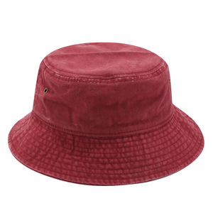 Unisex Solid Color Cotton Canvas Bucket <b>Hat</b> <b>Red</b> Casual Spring Summer Adult - Product Image 1
