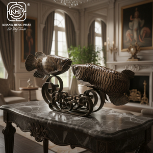 Khang Hung Phat Wrought Iron Fish Sculpture Full 3D <b>Casting</b> Animal Art Digital Printing Black Nickel Plated Home Decoration - Product Image 2