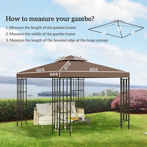Telo di Ricambio Superiore Anti-UV a 2 Livelli 3x3m per Gazebo da Giardino, Patio, Caffè, Esterno, Villa, Cortile, Parco - Product Image 3