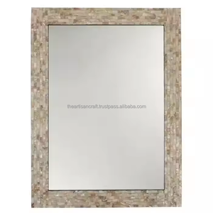 Miroir mural élégant en nacre incrusté, cadre de coquillages fait à la main pour couloir chambre ou décor de vanité - Product Image 6