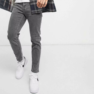 Pure Denim Light Wash Casual Solid Custom Logo Straight-leg <b>Jeans</b> <b>Men</b> with Button Wholesale - Product Image 5