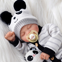 Poupées Reborn Babeside de 17 pouces, modèle Brett, bébé fille endormie, corps réaliste en vinyle et tissu, costume de panda, vente en gros OEM ODM