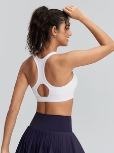 Women Keyhole Racerback Sports Bra Scoop <b>Neck</b> <b>Padded</b> Yoga Crop Top Medium Support Tennis Fitness Gym Tank Activewear Blanks - Product Image 2