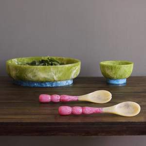 Ensemble de cuillères à salade Rio Bubble en résine, plaqué or, poli miroir, léger et unique, vaisselle artisanale - Product Image 6