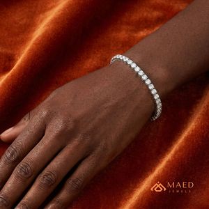 Bracelet tennis en moissanite pour femme, chaîne fine en argent, bijou de mode, pierre ronde, accessoire élégant, style cadeau - Product Image 5