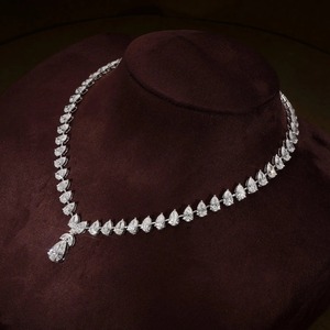 Collar de moissanita en forma de pera con diamantes, plata de ley 925, regalo para aniversario y boda - Product Image 3