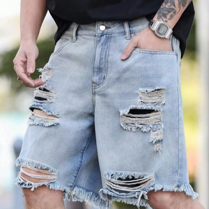 New Style Streetwear 2026 Custom Jeans <b>Men's</b> Clothing Fashion Ripped <b>Patch</b> <b>Men</b> Pants Straight Denim Jean <b>Shorts</b> <b>Men</b> Wholesale - Product Image 2