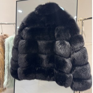 Chaqueta de Hombre de Manga Larga, Tallas Grandes, Gruesa, de Lujo, con Cuello Alto, Abrigo de Piel de Zorro Real Negra para Hombre - Product Image 1